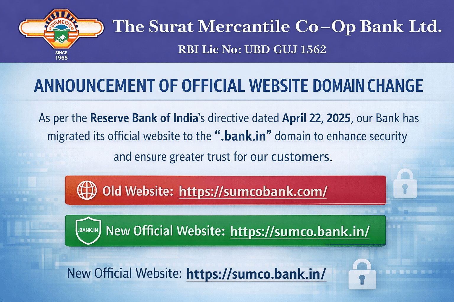 Important Information - RBI Mandate - .bank.in